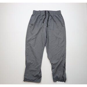 Under Armour Mens 2XL Distressed HeatGear Loose Wide Leg Windbreaker Pants Gray